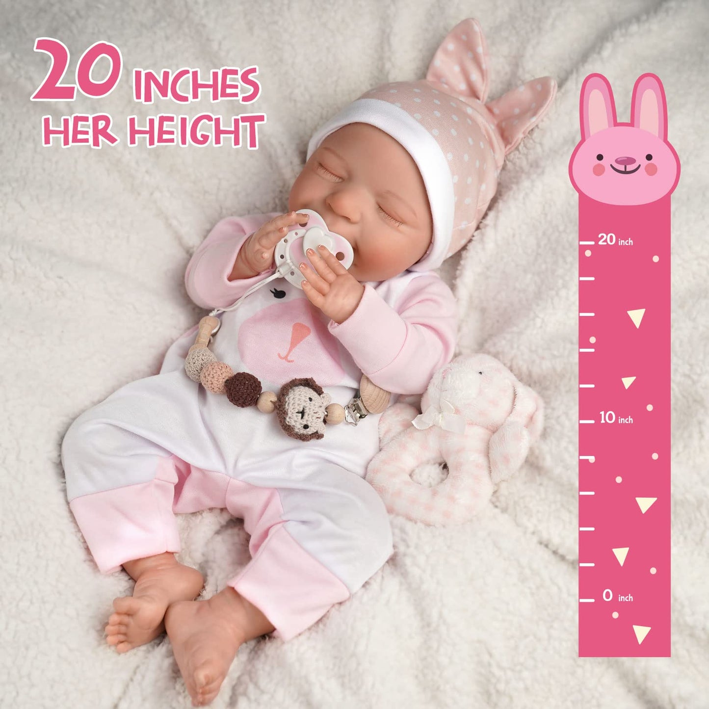 Babeside Lifelike Reborn Baby Dolls - 20-Inch Sweet Smile Real Life Realistic-Newborn Full Body Vinyl Sleeping Baby Girl With Toy Accessories Gift Set For Kids Age 3+