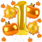 Dripykiaa 5Pcs Pumpkin First Balloon 40'' Gold One Year Old Balloon Set For First Birthday Fall Birthday Decorations Maple Leave