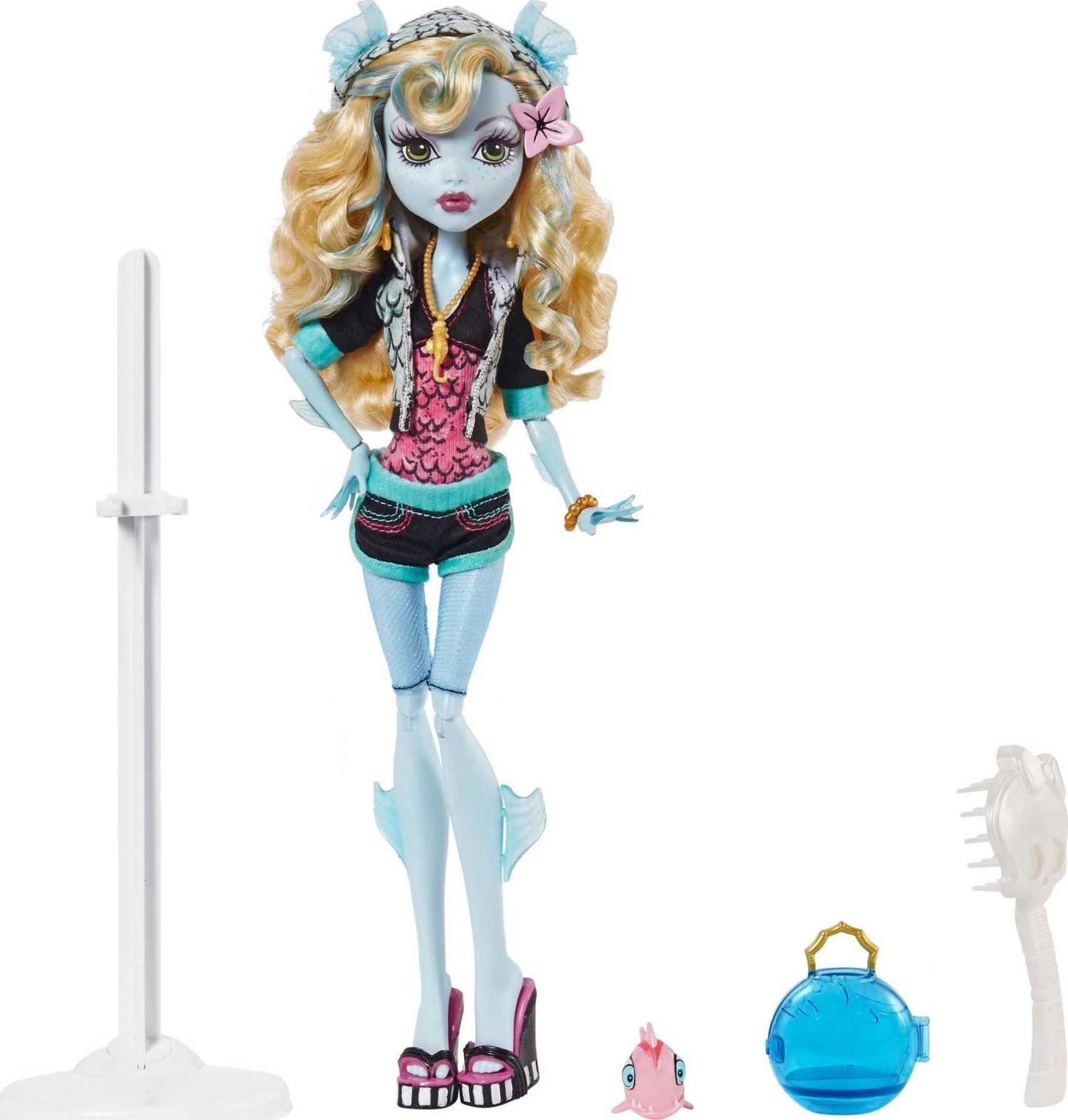 Monster High Lagoona Blue Reproduction Doll Wearing Original Fashion & Shoes With Pet, Display Stand & Accessories, 10-5-Inch Co