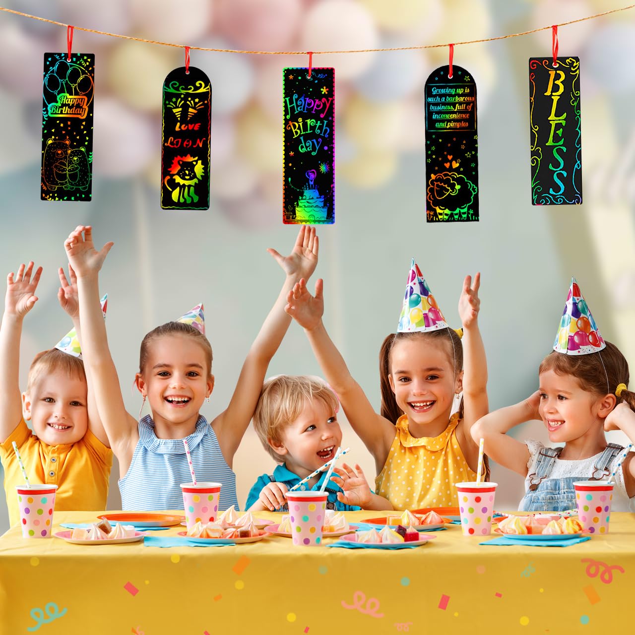 ZMLM Scratch Paper Art Bookmarks Kids: 36 Set Magic Rainbow DIY Art Craft Paper Bookmark Gift Tag Party Favor Goodie Bags Stuffe