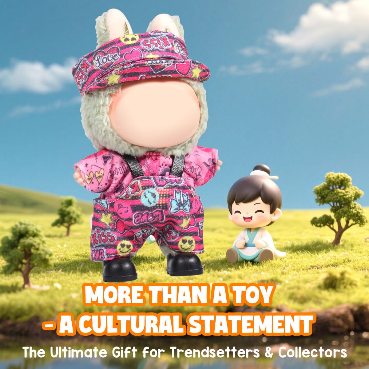 AICase for Labubu Clothes/for Labubu Outfits Clothes Set for 17cm Lububu Doll 3 Piece Set Hat Clothing for LA BUBU  Boys and Girls Stylish Adorable Dolls Clothes Accessories (No Doll)-4