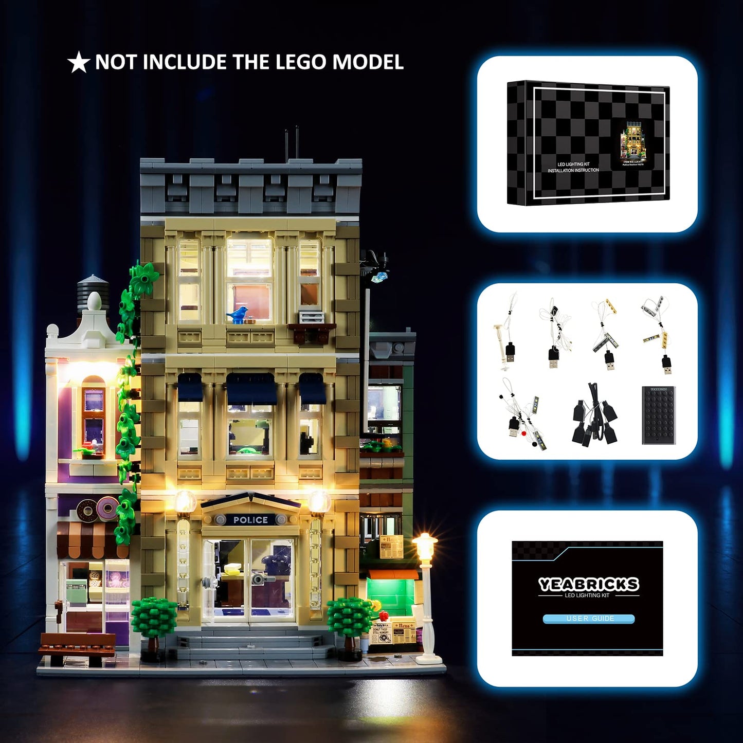 YEABRICKS LED Light for Lego-10278 Creator Expert Police Station Building Blocks Model (Lego Set NOT Included)