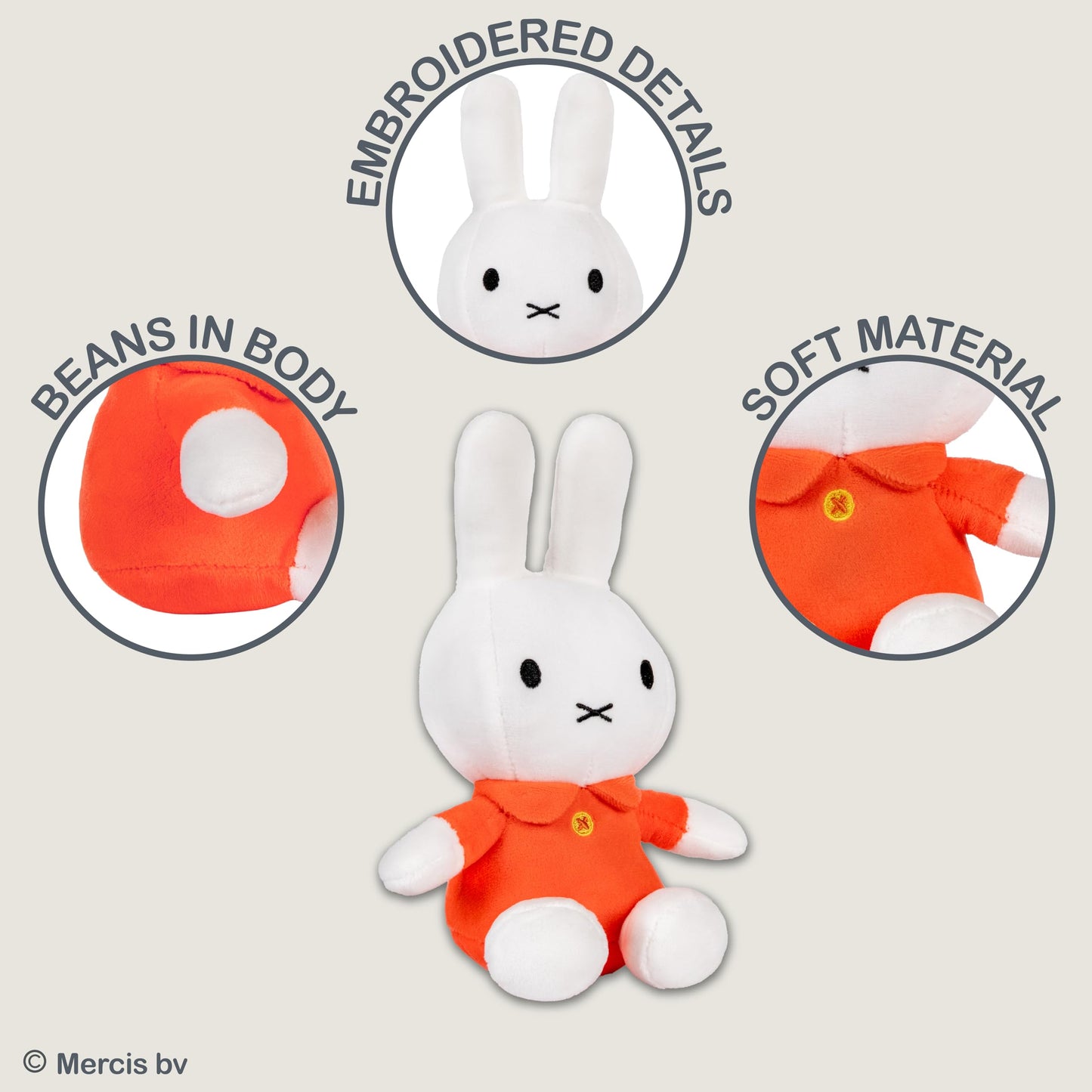 KIDS PREFERRED Miffy Plush Toy, 8 Inch Sitting Dutch Bunny Plush from Dick Bruna, Soft Boa Rabbit Bunny Stuffed Animal Plushie D