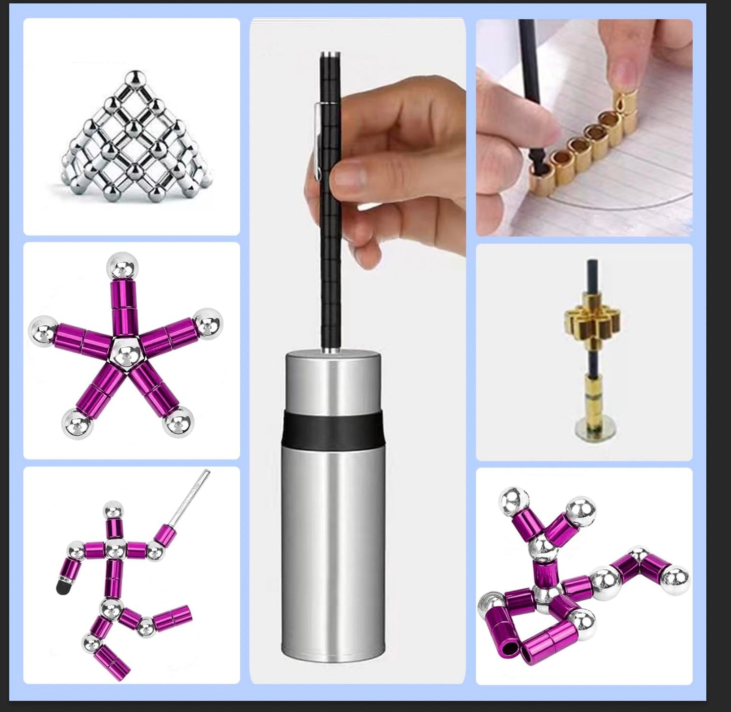 Qaqcew Fidget Pen, Decompression Magnetic Fidget Toy Pen, Magnet Pen Fidget Toy Relieve Pressure Novel Toy Gift For Kids Or Friends! (Purple)