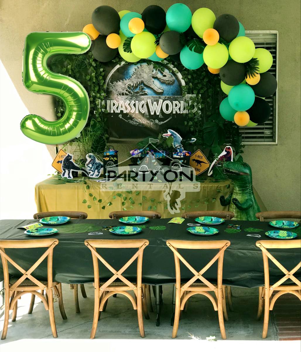 40 Inch Number 2 Balloon Light Green Birthday Decorations For Boys Girls, Hunter Green Two Balloons Number For Dinosaur Birthday