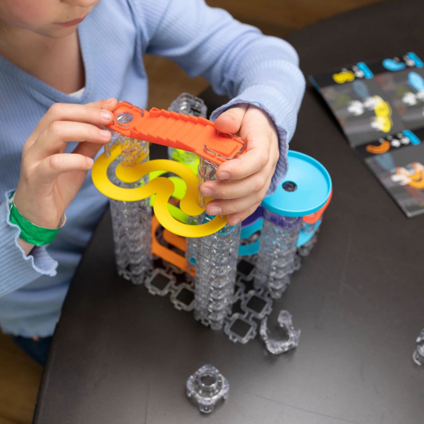 Fat Brain Toys Trestle Tracks Builder Marble Run Set, 73-Piece Modular Marble Track, Stem Toys For Kids, Fun Science Kits For Girl And Boy Ages 8-13+