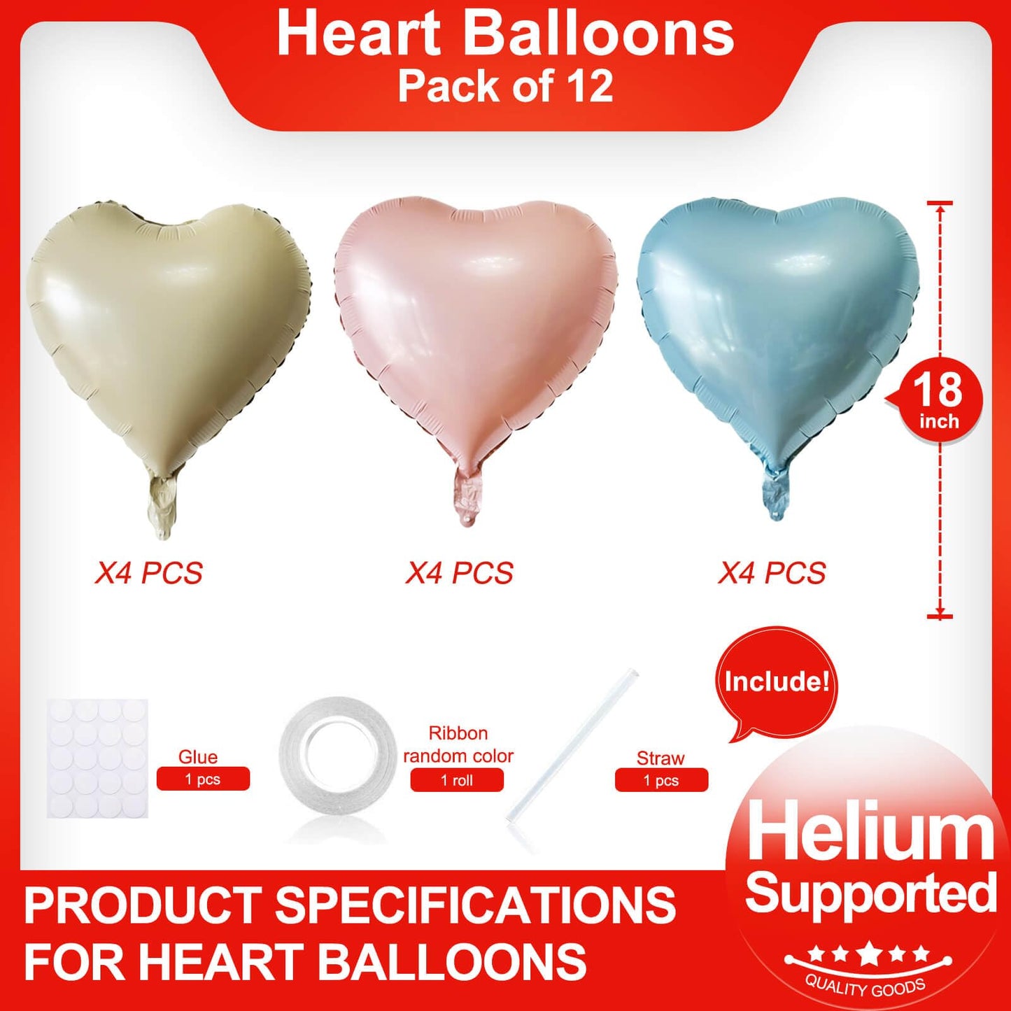 Love Heart Shaped Balloons Pack Of 12,18 Inch Love Valentine Balloons Heart Romantic Balloons For Valentines Day Propose Marriag