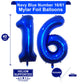 LHOAVWE 40 Inch Navy Blue 16 Number Balloons - Jumbo Mylar Foil for 16th Birthday, Anniversary Party Decorations