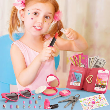 Play Purse For Little Girls, Kids Purse With Accessories For Toddlers Girls Age 4-6 3-5, Toddler Purse With Pretend Play Makeup