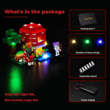 Rorliny Led Light Kit For Lego Minecraft The Mushroom House 21179 Building Kit, Lighting Set Compatible With Lego 21179 (Lights