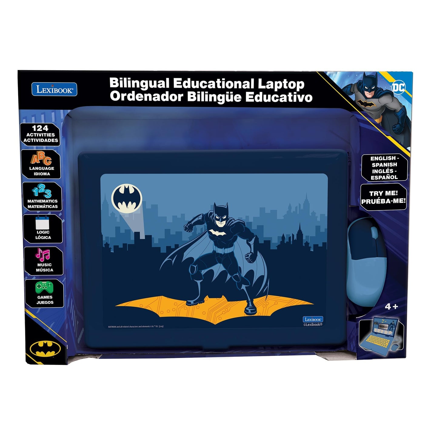 LEXiBOOK Batman Bilingual Educational Computer for Kids, 124 Activities, Blue, 7.1 x 9.5 x 0.1 inches, Model JC598BATi2