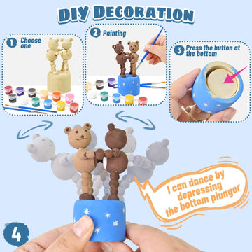 Vileafy Crafts for Kids Ages 4-8 - Wooden Animal Craft Kits with 24 Paint Pots & 8 Brushes, DIY Arts and Crafts for Boys and Gir