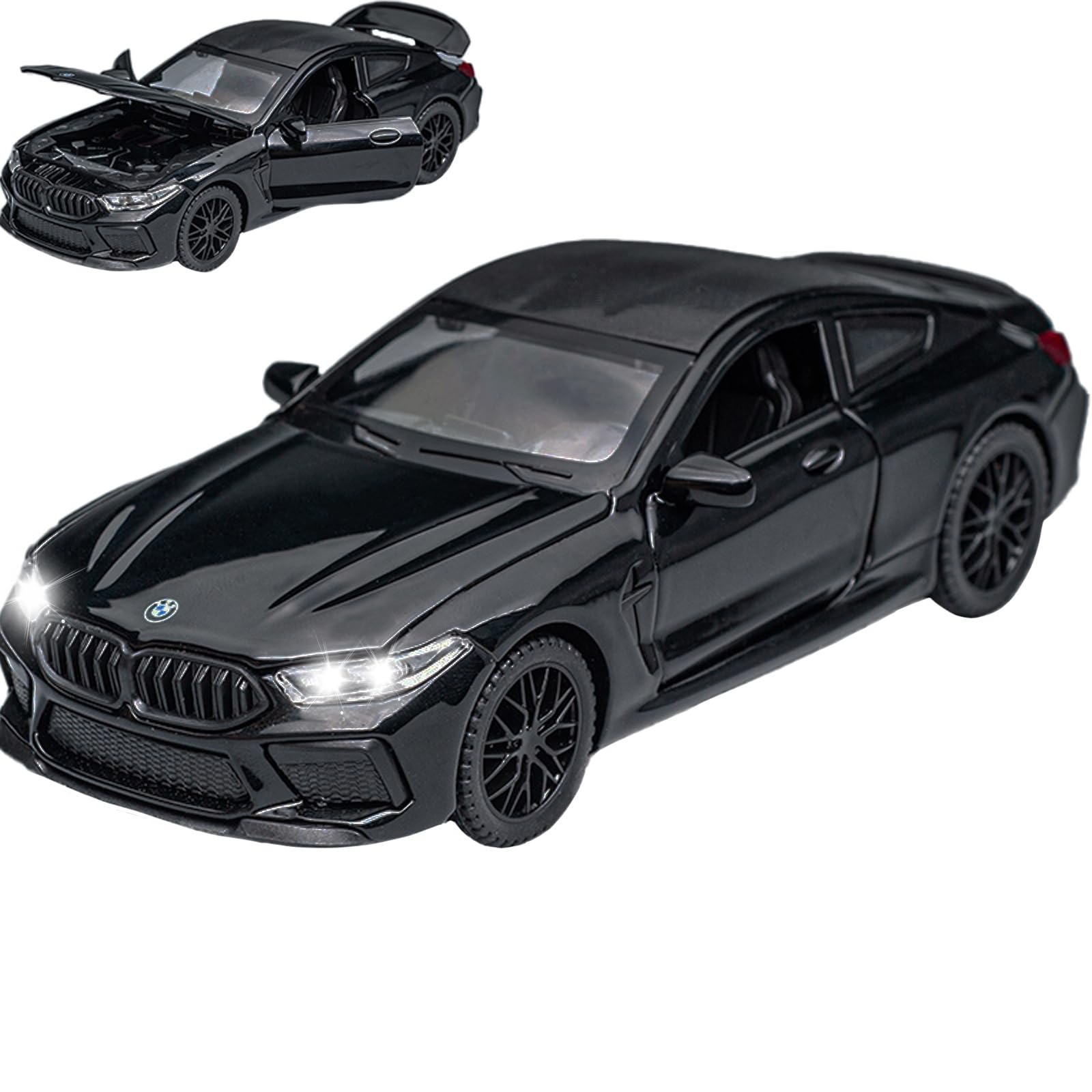 Erbadihago Toy Cars Compatible Bmw M8 Model Car Toys Car 1/32 Metal Collect Car With Light And Sound Pull Back For Boys Children