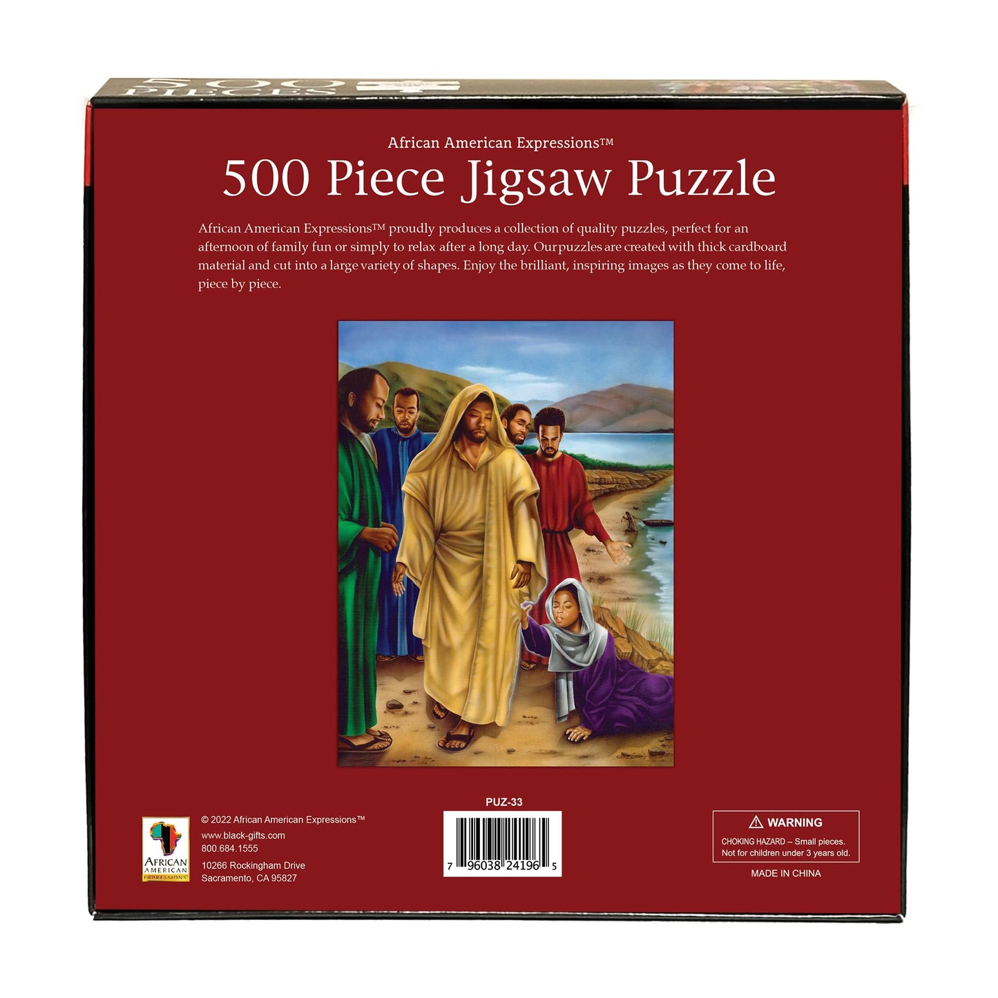 African American Expressions 500-Piece Hem of His Garment Puzzle, Beige Cardboard, Inspiring Christian Artwork for Adults