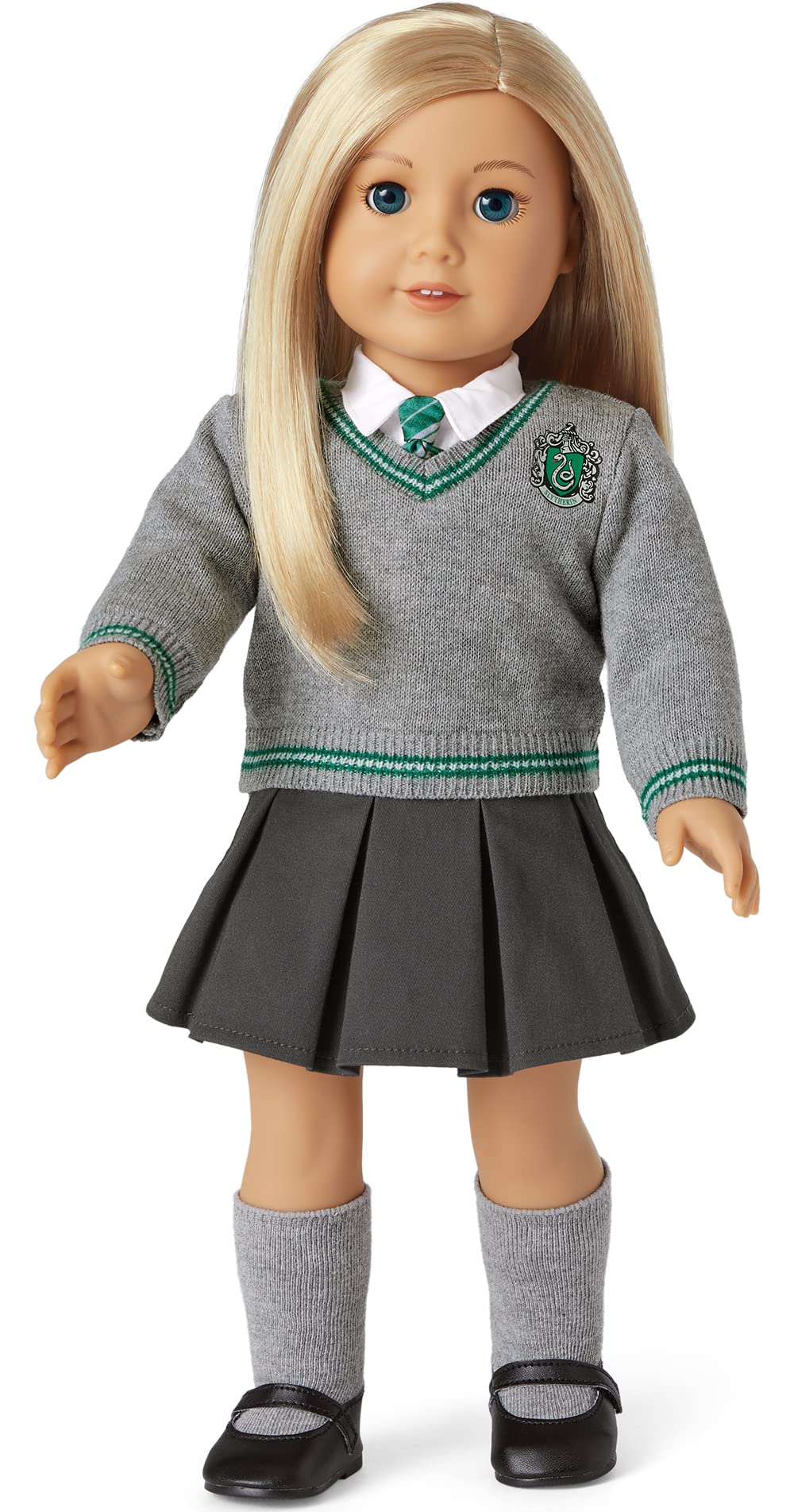 American Girl 18-inch Harry Potter Doll Slytherin Outfit, Gray/Green/Silver Sweater, Tie, Scarf - Model HLH33, Ages 6+