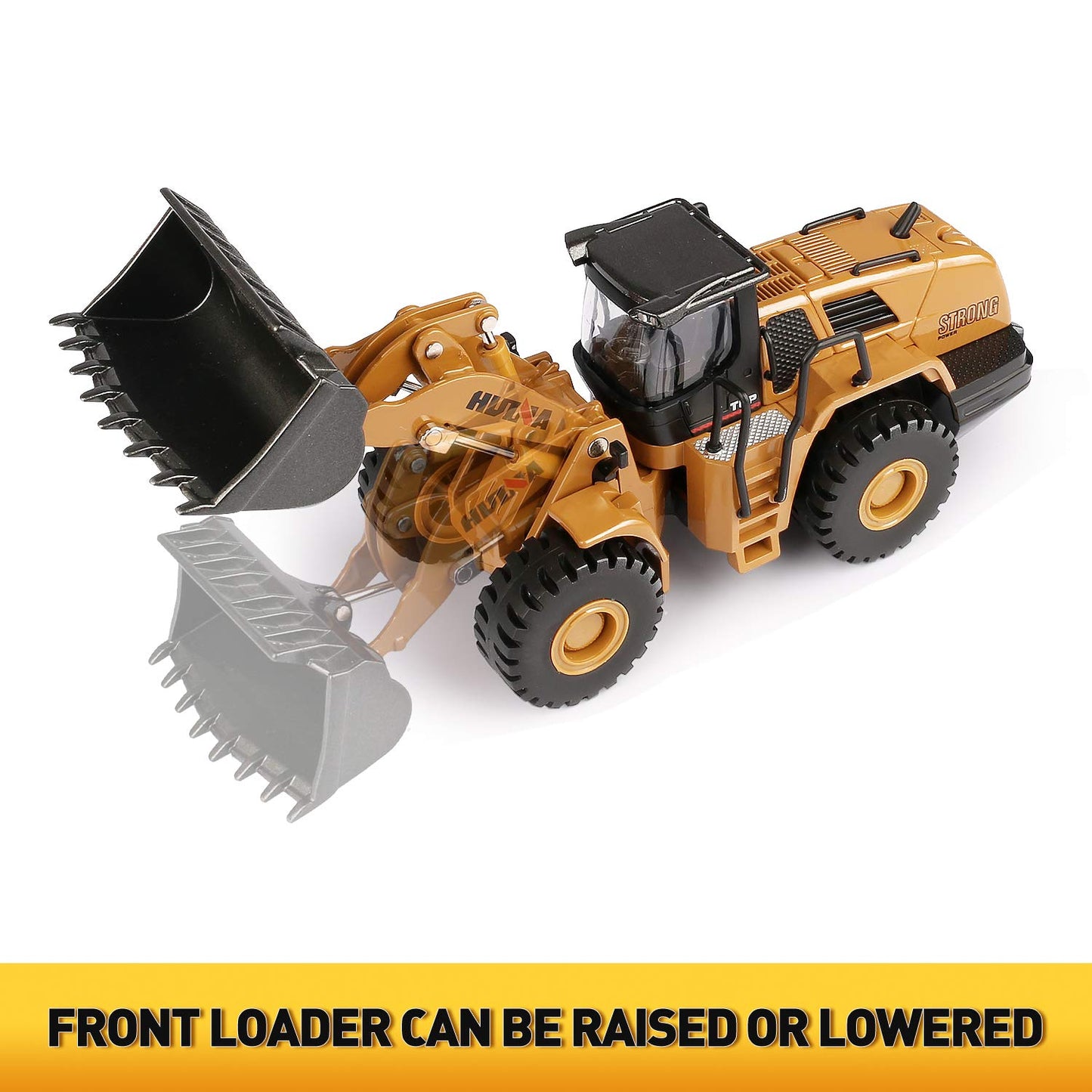 1/50 Scale Diecast Four Wheel Loader Truck Toy, Metal Construction Equipment Bulldozer Models for Kids (Wheel Loader)