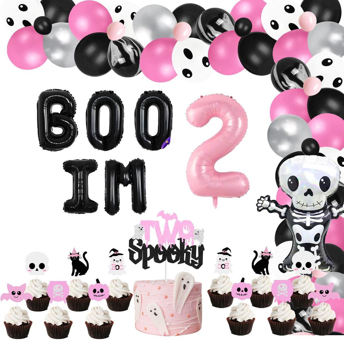 PHIAMOLY Spooky Two Birthday Decorations