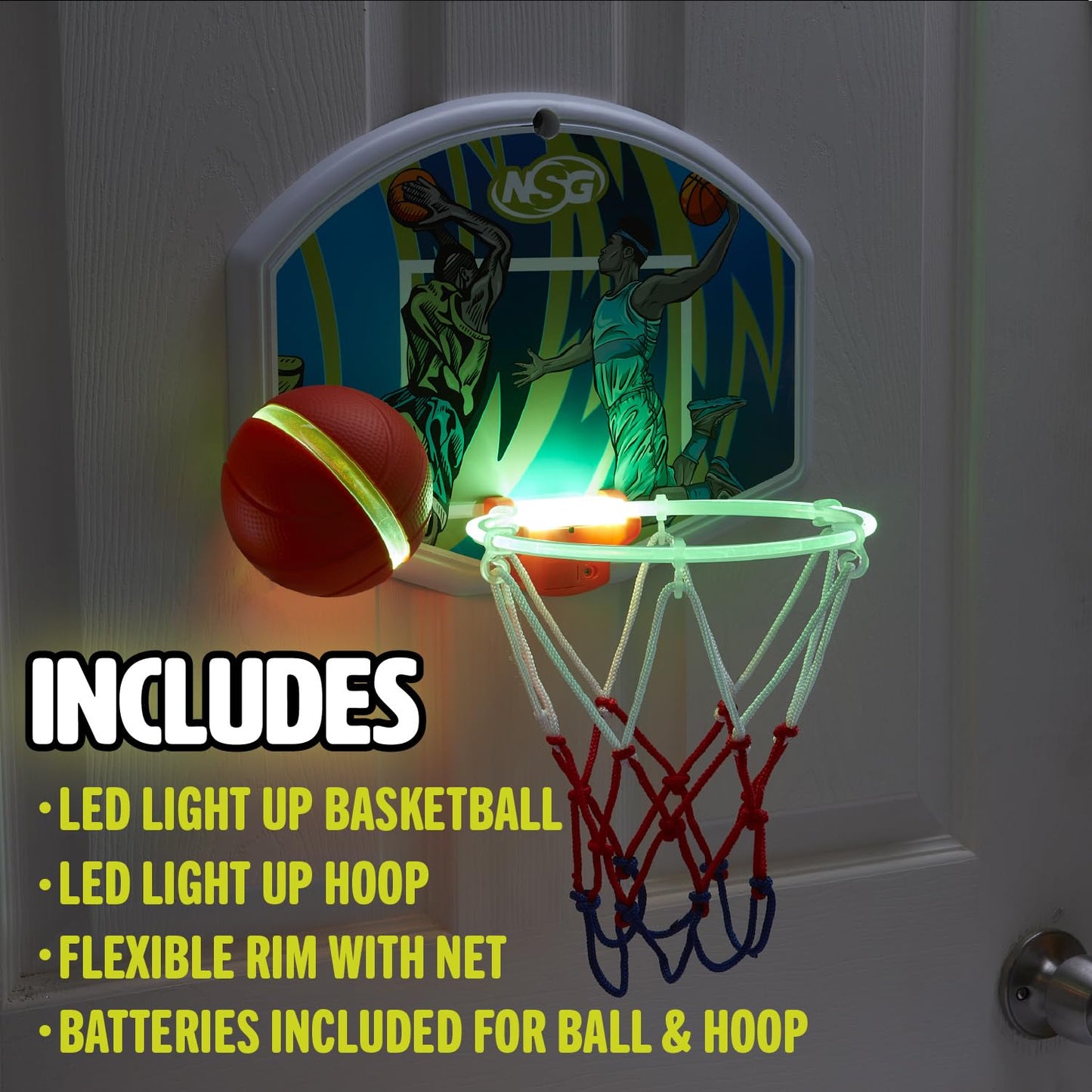 LED Light Up Basketball Toy Set for Boys and Girls, LED Light up Hoop and Basketball - Ages 4 and Up