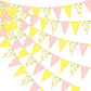 Lemon Party Decorations - 3PCS Lemon Bunting Banners, Pink and Yellow Lemon Triangle Banner Garland for Lemonade Wedding Engagem
