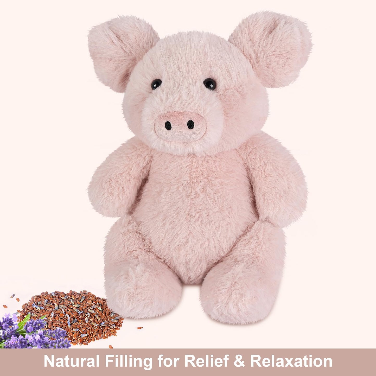 SuzziPals Heatable & Coolable Pig Plush Toy, Lavender Scented, Microwavable, Pink, Model PALS-48 for Stress Relief & Relaxation