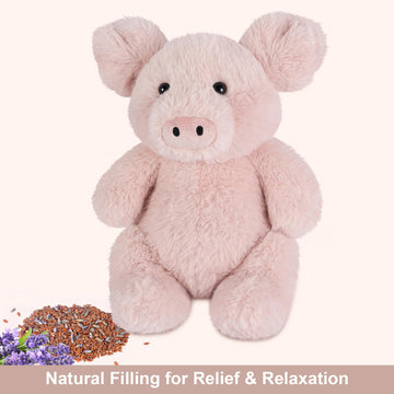 SuzziPals Heatable & Coolable Pig Plush Toy, Lavender Scented, Microwavable, Pink, Model PALS-48 for Stress Relief & Relaxation