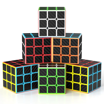Vdealen 3X3X3 Speed Cube Set, 6 Pack Speed Cube Bulk Magic Cube Set, School Classroom Prize For Students Birthday Party Favors Stocking Stuffers Gifts For Kids Teens Adults(Carbon Fiber Sticker)