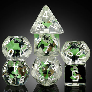 Snail Dice Set DND, DNDND Resin 7 D&D Die with Velvet Bag for Dungeons and Dragons D&D Rolling Games and Tabletop Games(Green Sn
