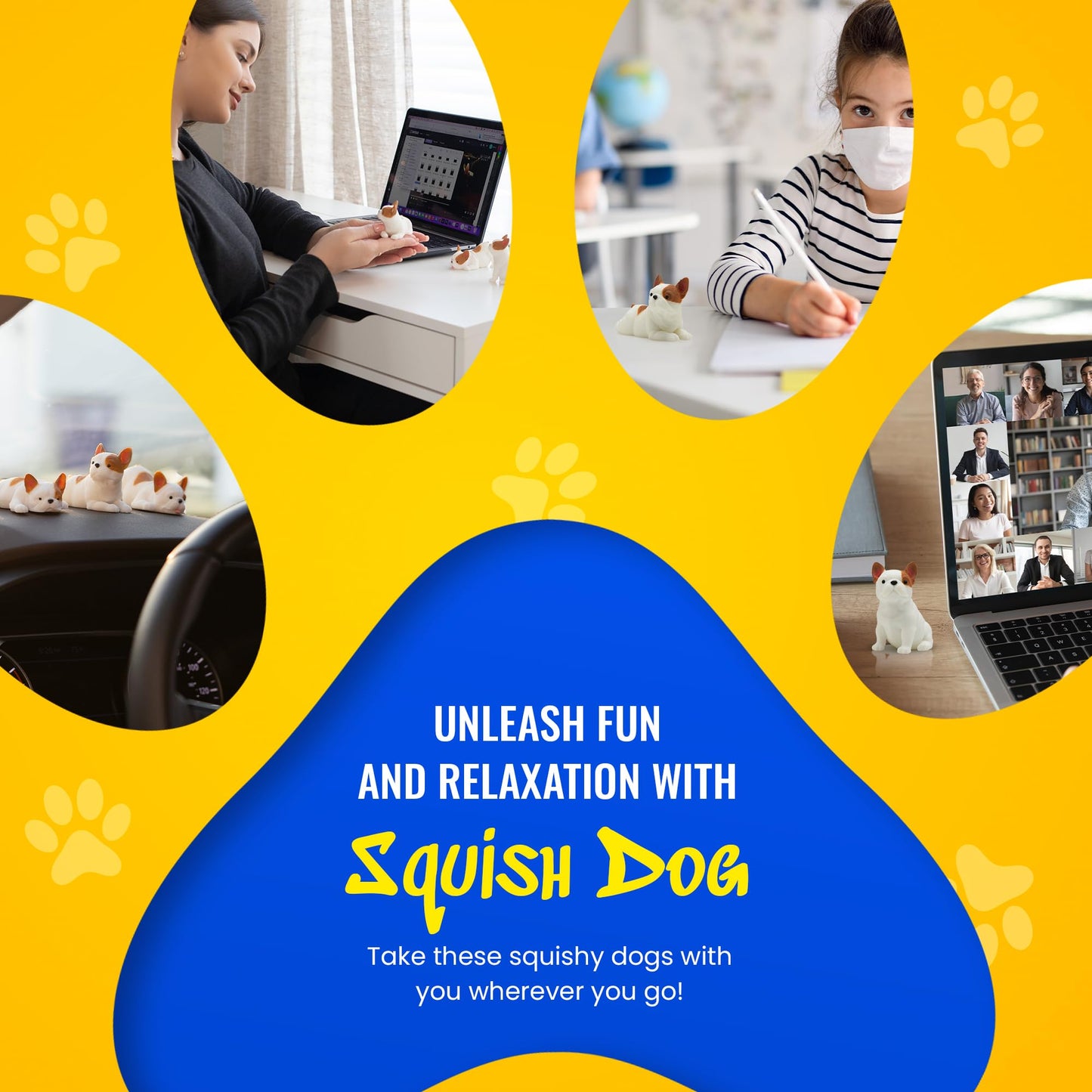 Dog Squishy Toys For Kids Set Of 6 - Small Squishies For Kids, Cute Fidget Toys Stress Balls For Adults, Gifts For Dog Lovers, S