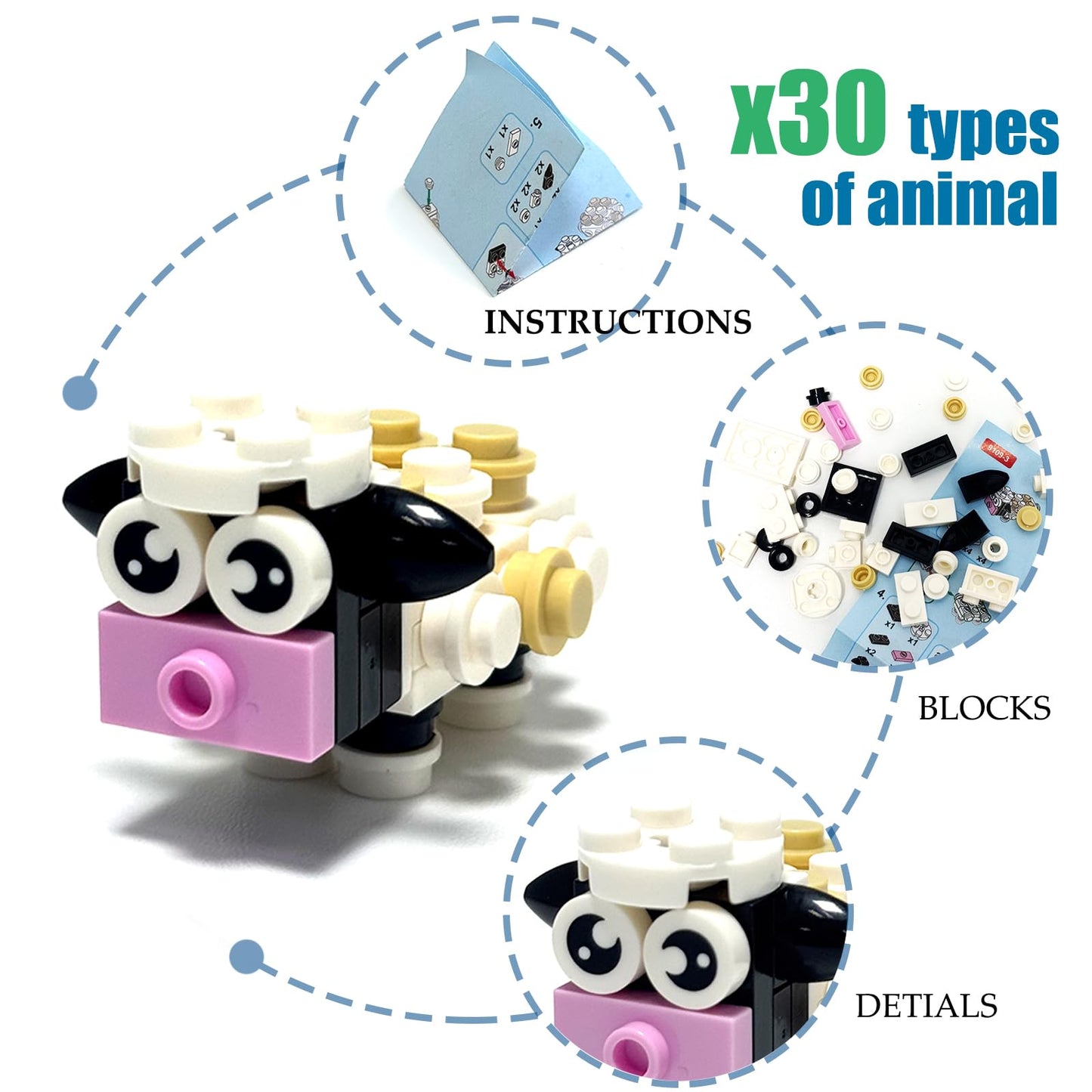 TENYEAH 30 Pack Party Favors Building Set for Kids  Mini Animals Building Block Toy  Classroom Prizes Goodie Bags Stuffer  Easter Gifts Birthday for Boy Girls Age