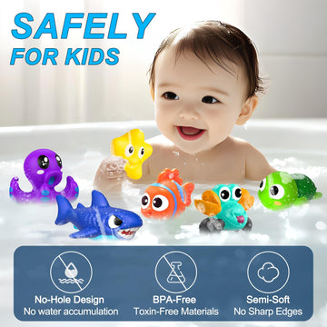 Fwxzbkk Bath Toys,Mold Free Baby Bath Toys For Toddlers 1-3,No Hole Bath Toys For Babies 6-12 Months,Bath Tub Toys For Toddlers