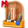 Wooden Letter Piggy Bank for Kids  Initial Coin Bank for Boys and Girls  First Name Personalized Savings Bank for Birthday Boys Girls Gift Piggy Bank for Kids (Wood  S9-D)