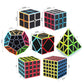 Roxenda Speed Cube Set, Speed Cube Bundle Of 2X2 3X3 4X4 Megaminx Windmill Mirror Cube And Pyramid Cube Smoothly Magic Cubes Collection For Kids & Adults [7 Pack] (Carbon Fiber)