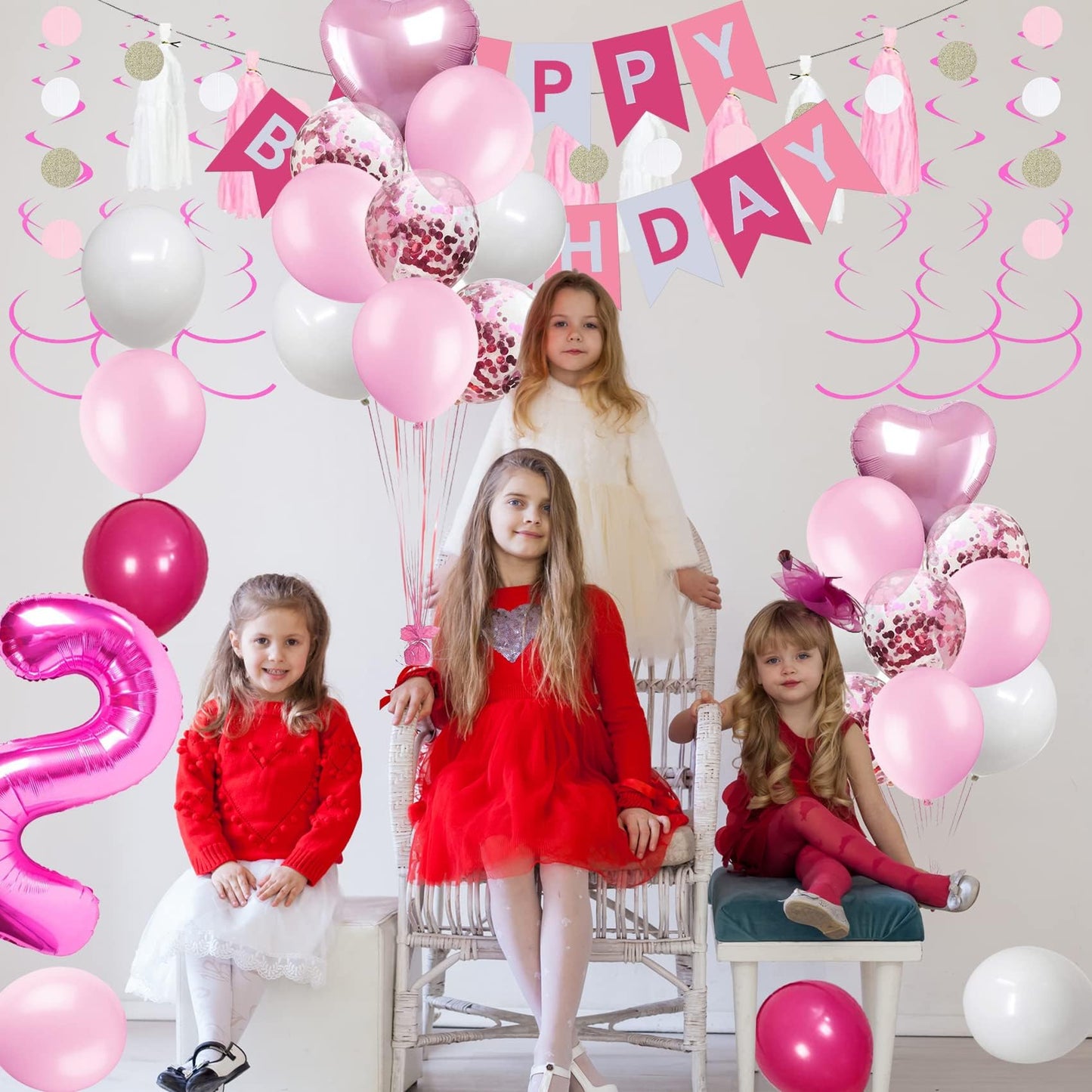 Sweet 10Th Birthday Decorations For Girls, Pink And White 10 Happy Birthday Balloons,10Th Birthday Party Supplies For Daughter H