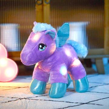 Bstaofy Light Up Pegasus Stuffed Animal Glow Unicorn Led Soft Plush Toys, Bedtime Nightlight Companion Gift For Kids On Christmas Birthday, Purple