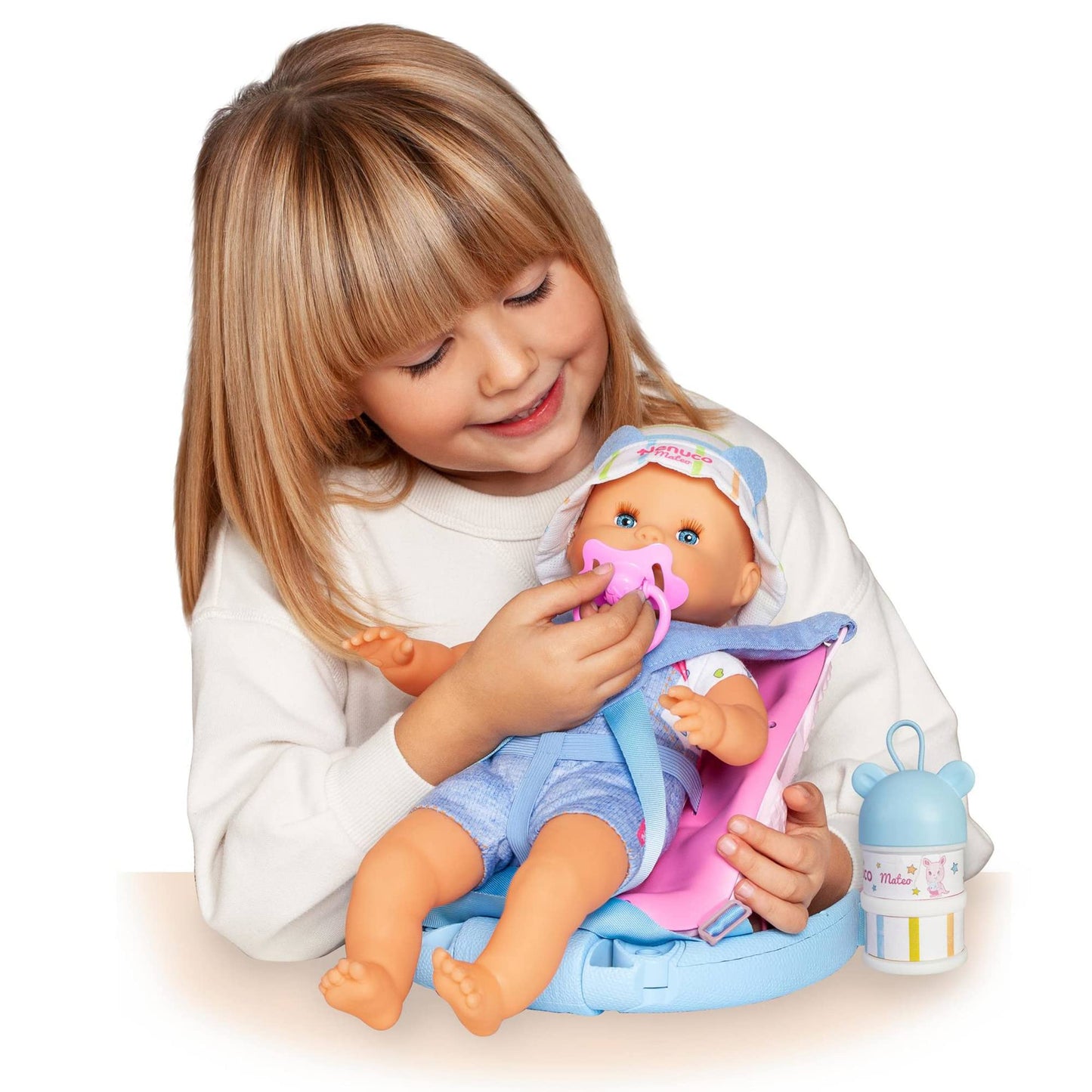 Nenuco On A Walk with Mateo Baby Doll with Baby Carrier, Accessories for Babies, 14 Doll