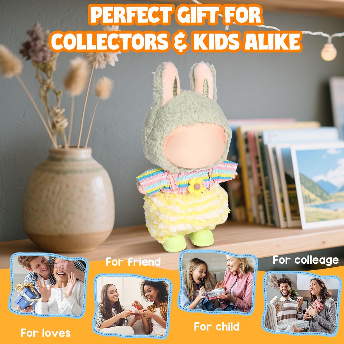 AICase for Labubu Clothes/for Labubu Outfits Clothes Set for 17cm Lububu Doll 3 Piece Set Hat Clothing for LA BUBU  Boys and Girls Stylish Adorable Dolls Clothes Accessories (No Doll)_06