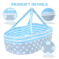 Babeside Reborn Baby Dolls Bassinet Foldable Baby Doll Crib Bed Soft Doll Carrier Doll Accessories With Handle For 17-22 Inch Baby Dolls Girls Boys (Blue)