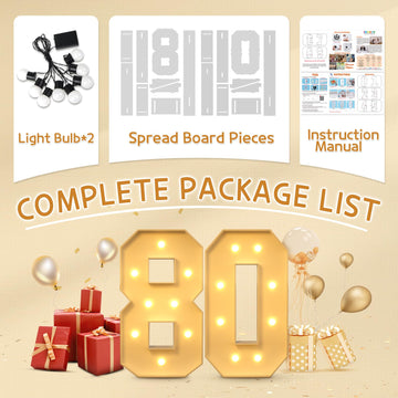 Imprsv 3Ft 80Th Birthday Decorations Numbers: 80Th Birthday Party Anniversary Decorations Large Light Up Numbers 80 For Men Wome