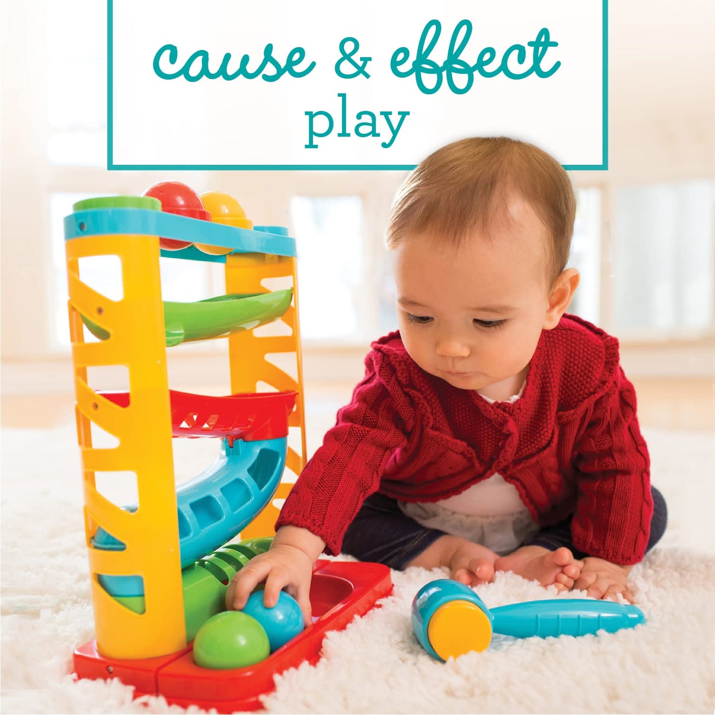 Infantino Bop & Drop Ball Tower - Steam Educational Play, Hand-Eye Coordination Skills, And Cause And Effect Play For Babies & Toddlers, 12M+