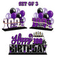 Lingteer Happy 100Th Birthday Purple Acrylic Table Topper Centerpieces Set - Cheers To 100 Years Old Birthday 100Th Bday Party Gift Decorations.