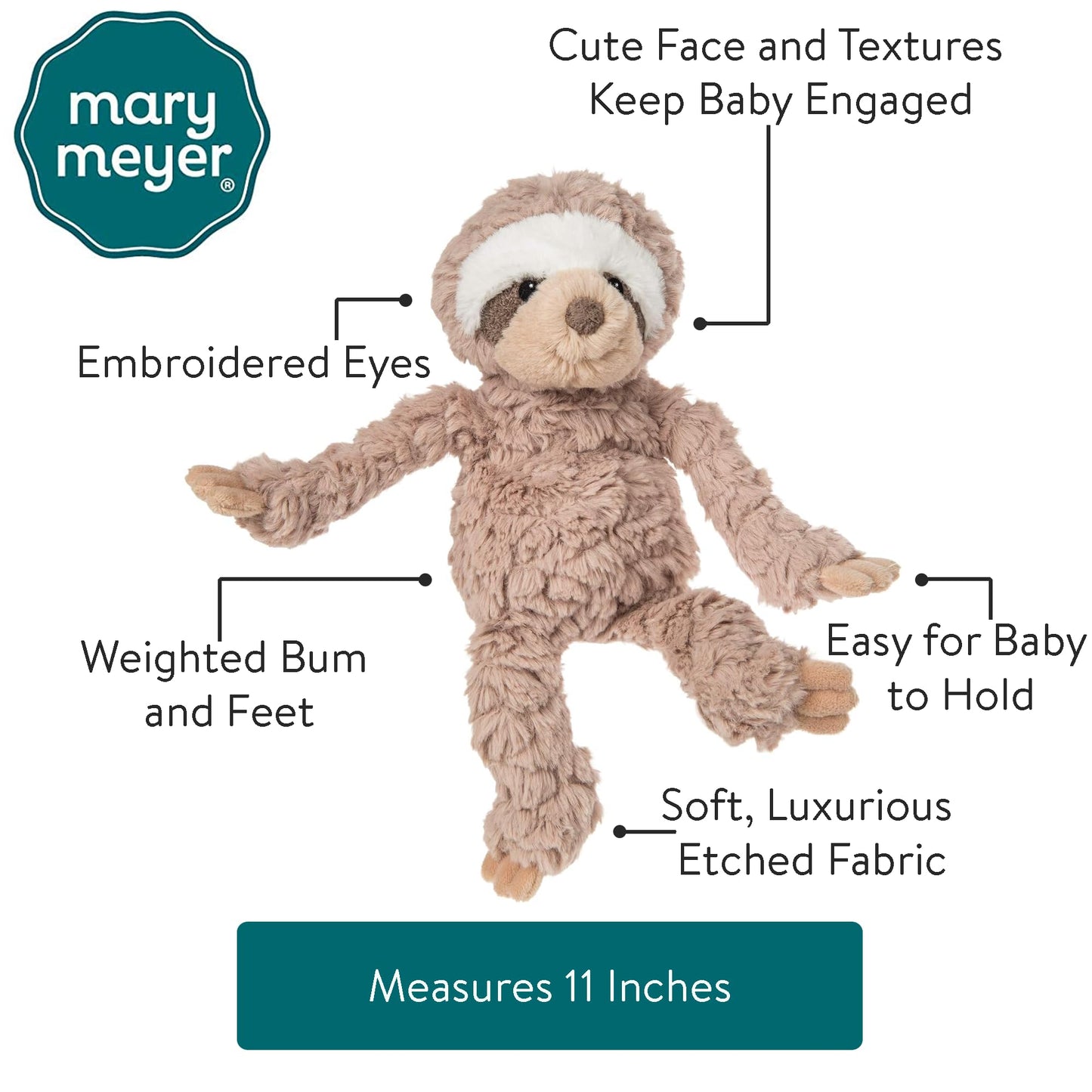 Mary Meyer Putty Nursery Stuffed Animal Soft Toy, Sloth, 11-Inches