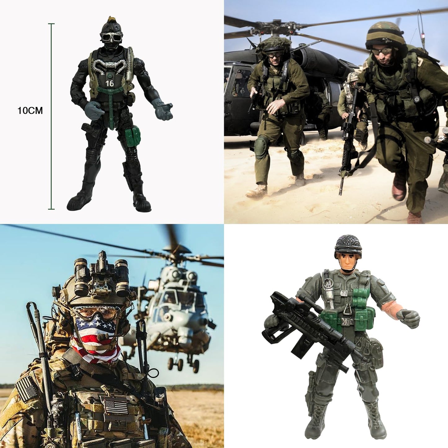 MQSTARSRISE Army Men Action Figures  Army Soldiers Toys for Boy Army Playset Military Playset with  Accessories Army Toy Christmas Gfit for Toddler 3+