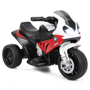 Honey Joy Kids Motorcycle, Licensed Bmw 6V Battery Powered Ride On Motorcycle W/Led Headlights, Music, Pedal, Spring Suspension, 3 Wheels Electric Motorcycle For Kids, Gift For Boys Girls(Red)