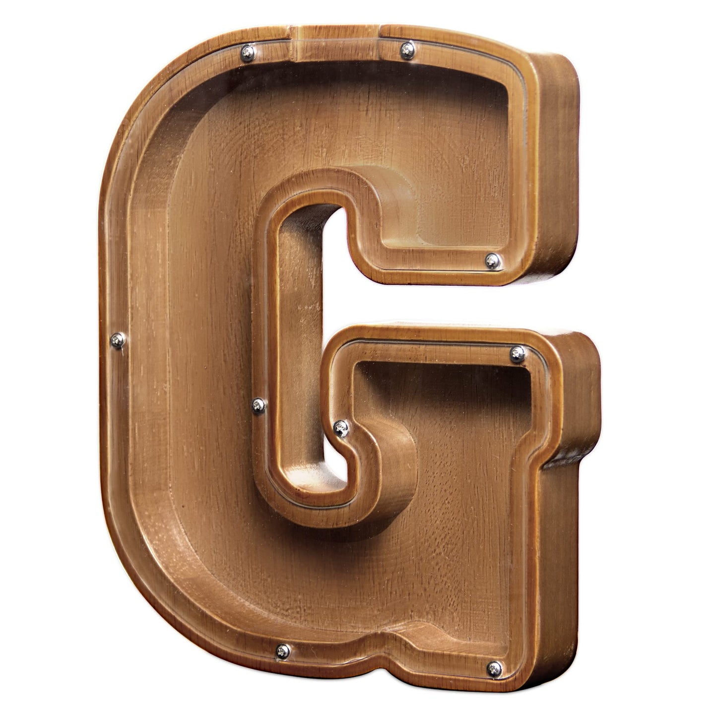 Aorcmitn Large Wooden Letter Coin Personalized Piggy Bank For Boys Girls Kids Toddler Adults Money Bank Best Gift For Friends (9.2 Inch-G)