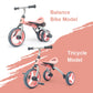 YGJT 4 in 1 Tricycle for Toddlers Age 2-5, Folding Kids Trike Tricycles Toddler Bike with Adjustable Seat and Removable Pedal, B