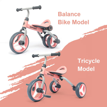 YGJT 4 in 1 Tricycle for Toddlers Age 2-5, Folding Kids Trike Tricycles Toddler Bike with Adjustable Seat and Removable Pedal, B