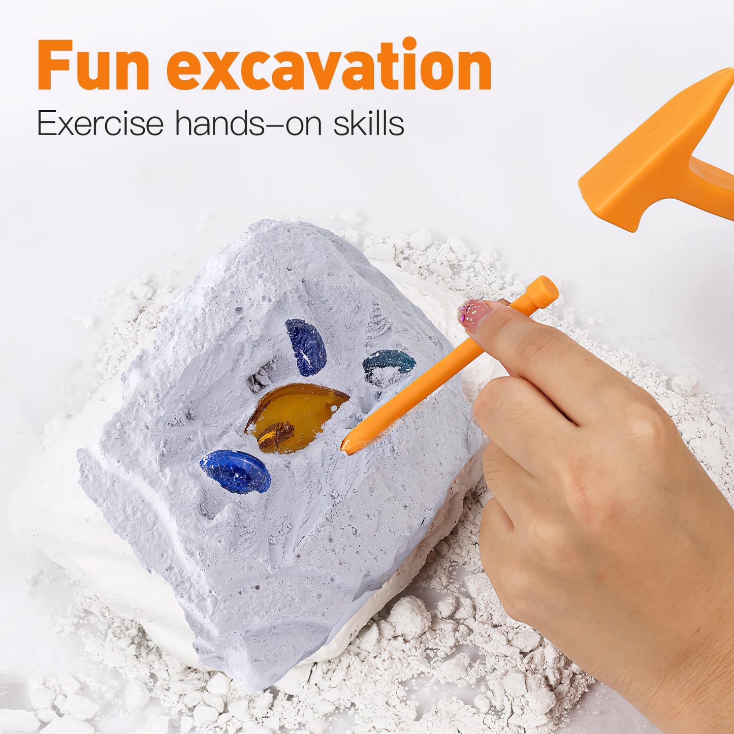 ibasenice 3 Sets Dinosaur Dig Tools Kit for Dino Fossils Educational Excavation Kits STEM Science with Mini Hammer Chisel Brush