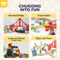 Toy Life Train Set 80Pcs Wooden Train Set With Crane, Wooden Train Tracks Toy Train Set For Toddlers 3 4 5, Wooden Toys Toddler