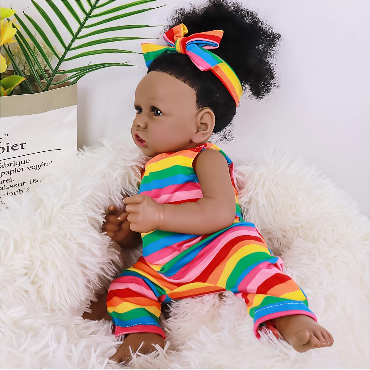 Maihao Reborn Baby Dolls Black Girl With Soft Body African American Real Life Babies Girl That Look Lifelike Newborn Baby Open E