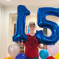 IWERP Navy Blue Number 15 Balloon - 40 Inch Foil Mylar Birthday Decoration for 15th Year Old Girls/Boys